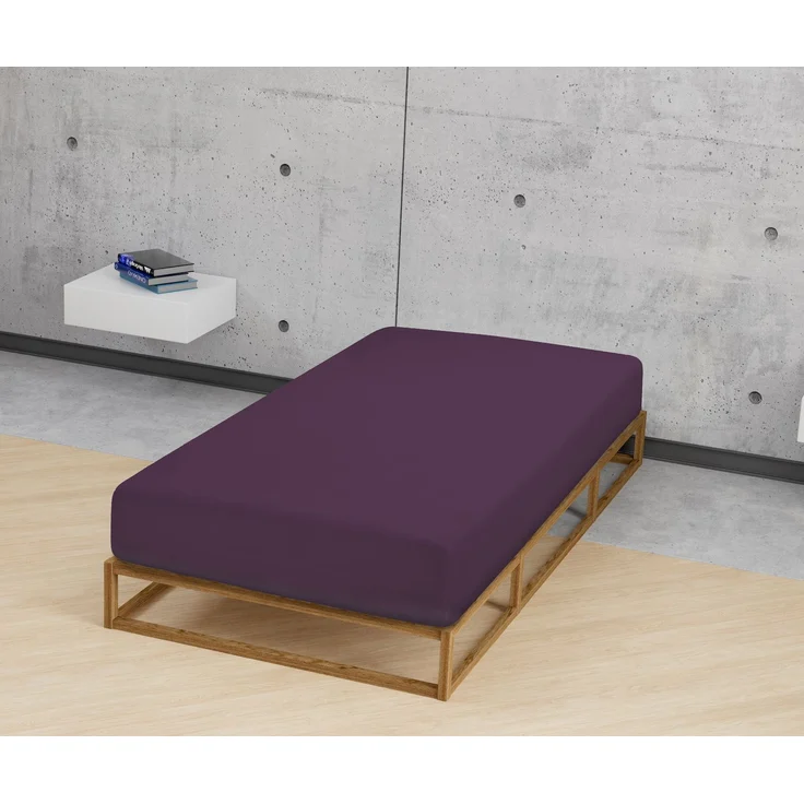 biberna Jersey-Elastic-Spannbetttuch 0077866, dunkel violett, 1x 140x200 cm - 160x220 cm – Bild 3