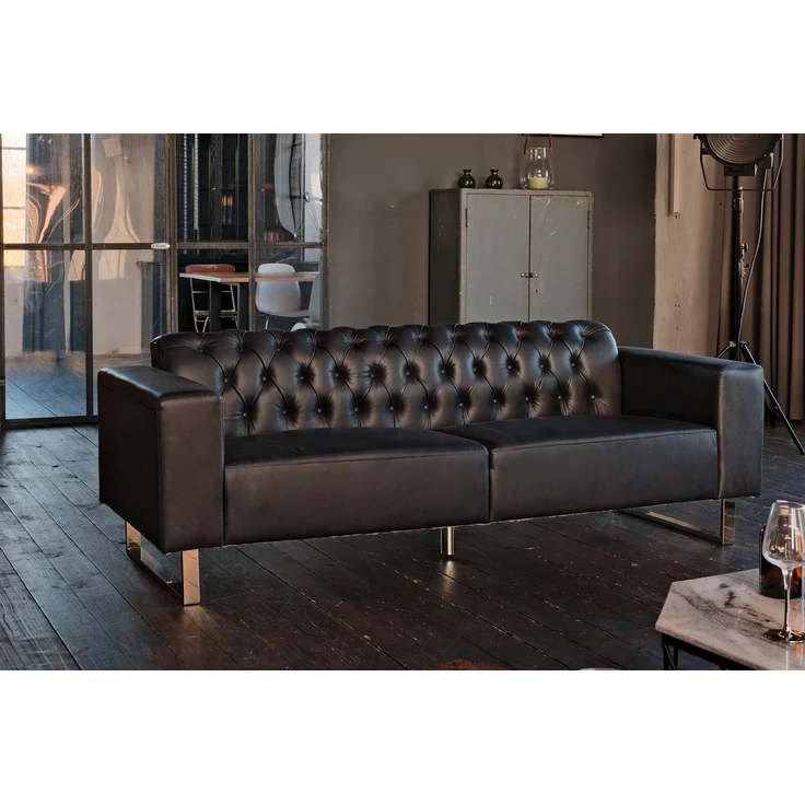 KAWOLA Sofa NILO Ledersofa 3-Sitzer Leder schwarz 77 x 86 x 219 cm – Bild 2