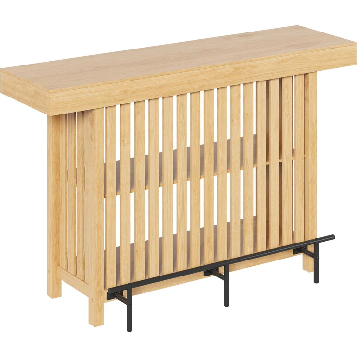 Bartisch 160 x 40 x 105 cm aus MDF in Holzoptik mit Fußstütze und 2-stufigem Regal – Bild 10