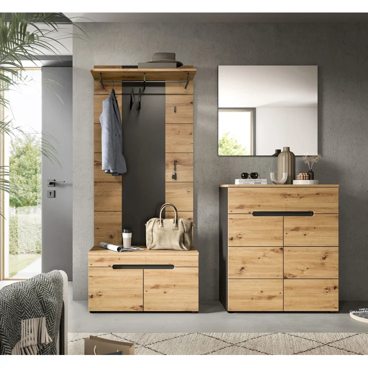 Garderoben-Set >Canu< in Basalt Grau / Artisan - 175x190x37cm (BxHxT) – Bild 6