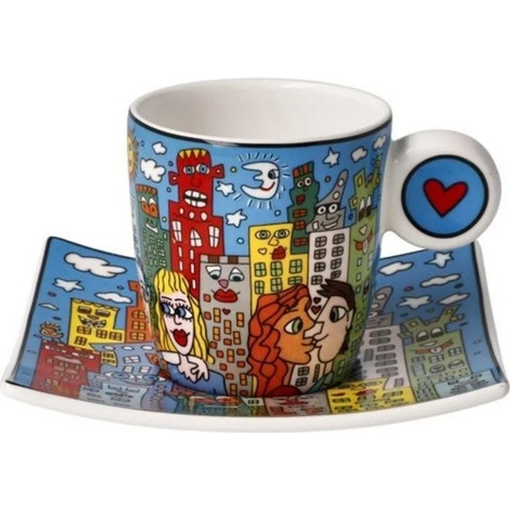 Goebel Tasse James Rizzi, Porzellan, Spülmaschinengeeignet, Mehrfarbig, Motiv: Rizzi Kunst – Bild 3