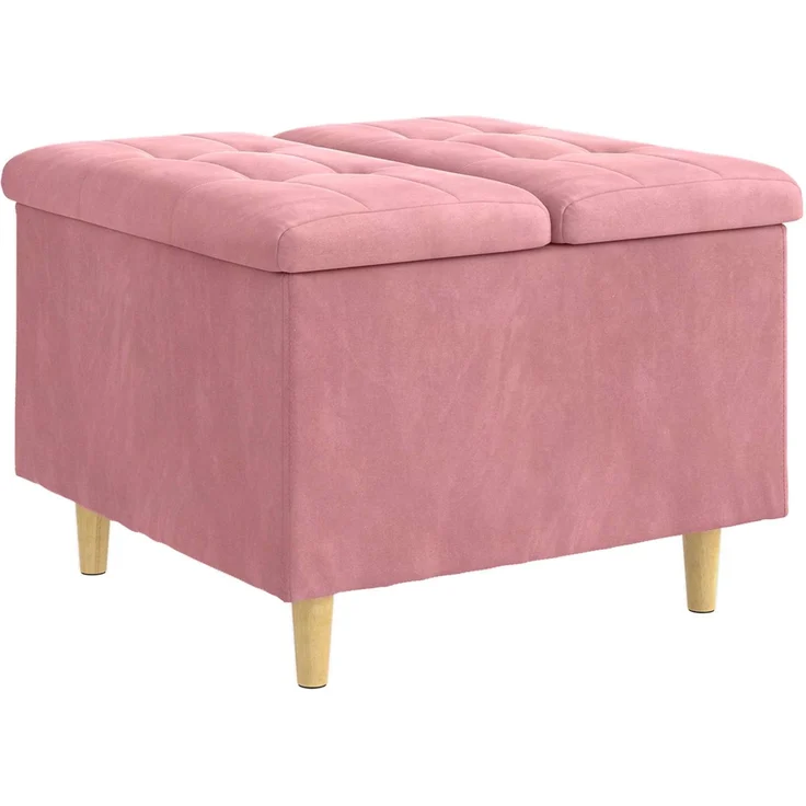 vidaXL Ottoman mit Stauraum Rosa 60 x 60 x 45 cm Samt 876828 – Bild 2