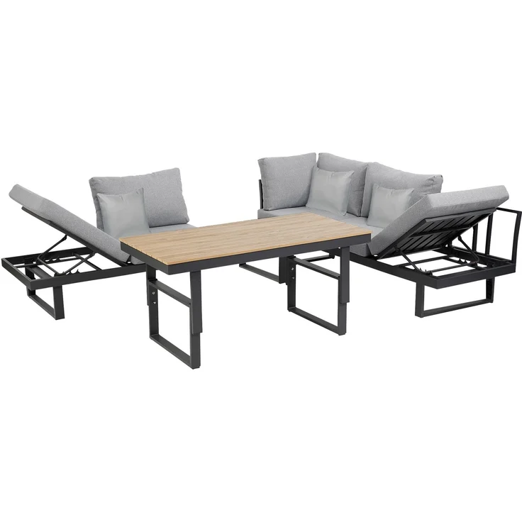 Greemotion 'San Jose' Loungegruppe, Aluminium/Teakholz/Polyester, grau – Bild 2