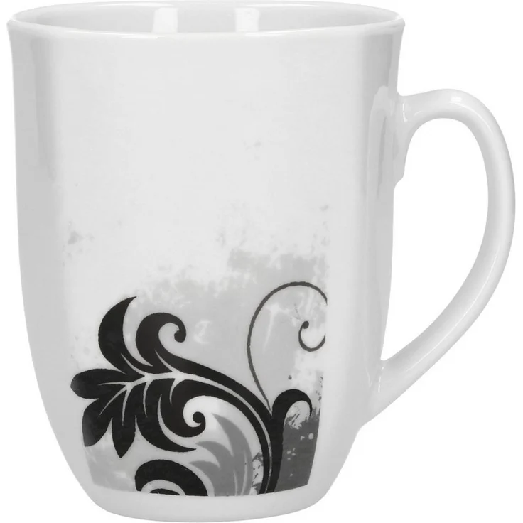 van Well Becher 6er Set Kaffeebecher Black Flower 33cl, Porzellan – Bild 2