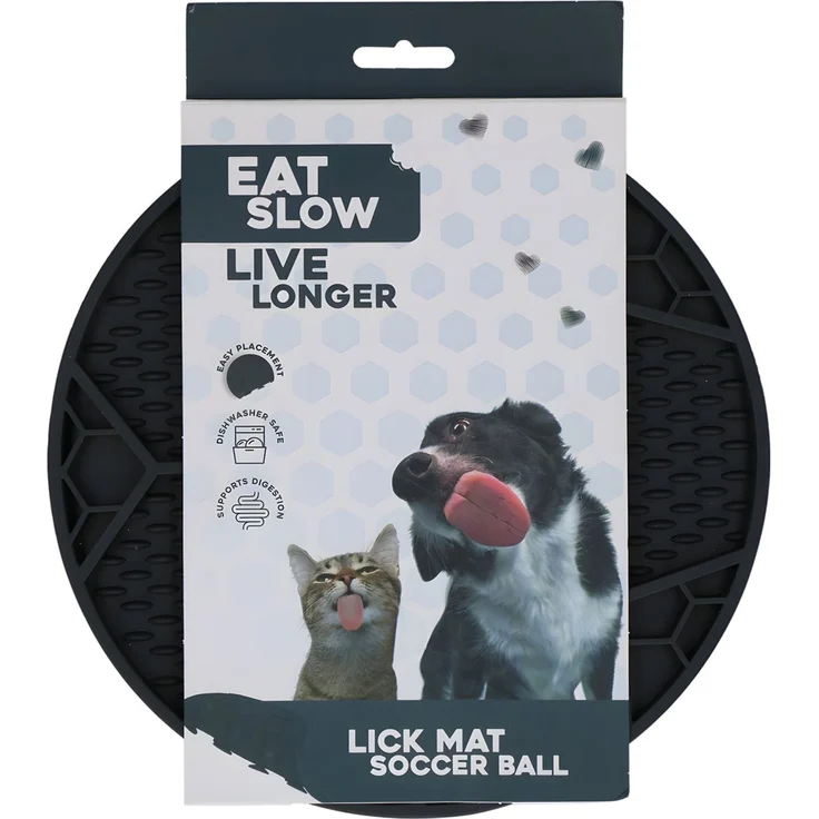 Eat Slow Live Longer Leckmatte Fußball anthrazit, schwarz – Bild 2