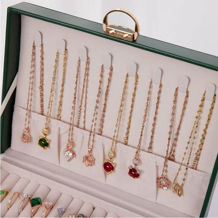 Luckice Schmuckkasten Schmuckschatulle Schmuckorganizer Schmuckaufbewahrung (Schmuckkästchen mit Fächern Reissschmuckbox Ausgestattet mit einem Privatsphäre-Schloss und Schlüssel Ein neuer beweglicher Raum wurde hinzugefügt, um größere Souvenirs zu lag...