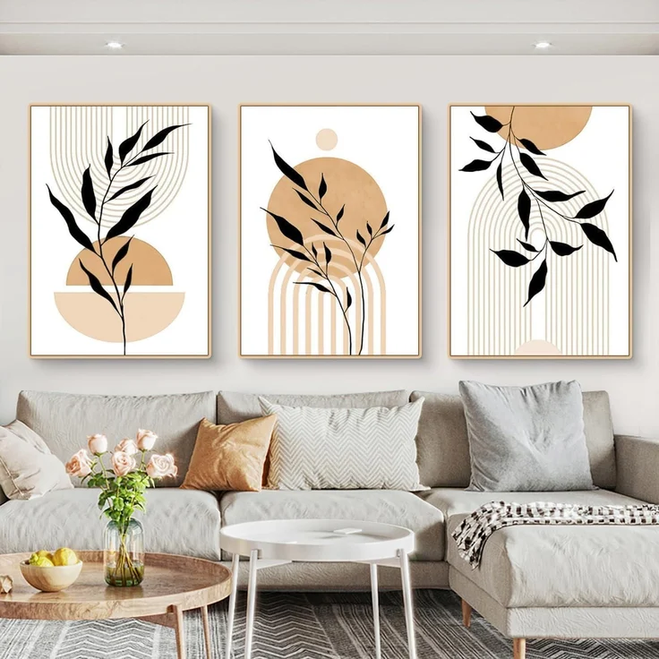 Poster Set 3teilig Boho Blätter Wohnzimmer Schlafzimmer J 50x70cm – Bild 2