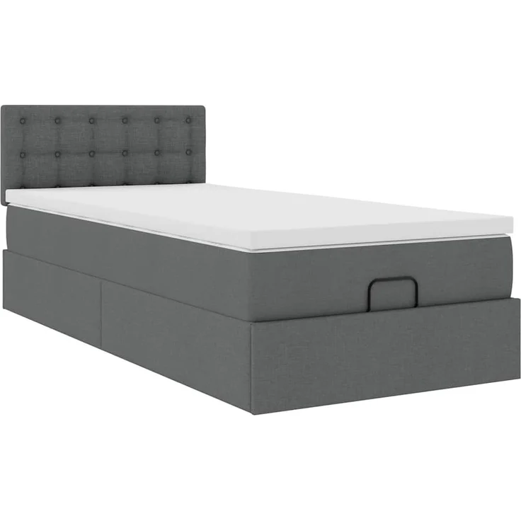 vidaXL Ottoman-Bett mit Matratze & LEDs Dunkelgrau 100x200 cm Stoff 3312451 – Bild 6