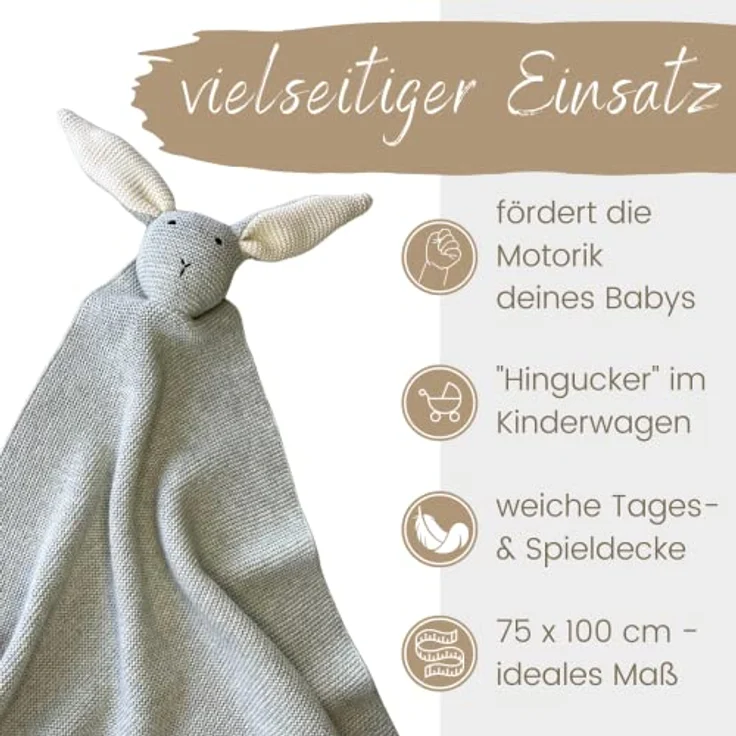 Babydecke DIKOS® Babydecke SCHMUSE-HASE Baby Geschenk Mädchen Junge Geschenkset, DIKOS, Geschenk zur Geburt, PREMIUM Qualität, 100 % BIO Baumwolle, nachhaltig – Bild 6