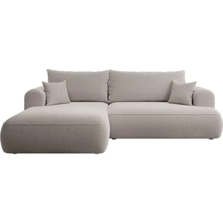 Selsey Sofa Ecksofa Eckcouch Schlafsofa Couch Mit Stauraum Schlaffunktion Pflegeleicht Polyurethanschaum L Form Links Boucle Dunkelbeige OVO