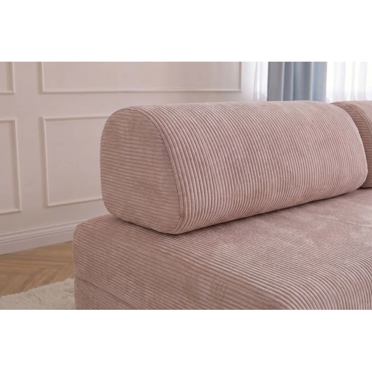 2-3-Sitzer-Schlafsofa aus hellrosa Cord – Bild 2