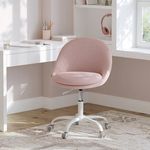 Songmics Drehstuhl, Schreibtischstuhl, höhenverstellbar, Stahl, Baumwoll-Leinen-Mischgewebe, rosa, 60x60 x (80-90) cm