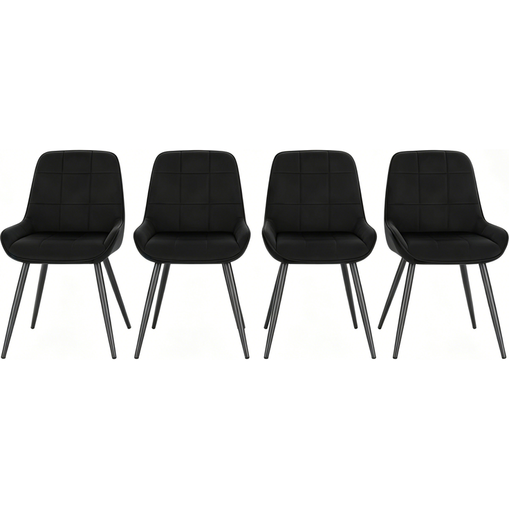 Essstuhl-Set 4er 52,5x43x81,5 cm aus Samt mit Metallgestell und gepolstertem Sitz – Bild 8
