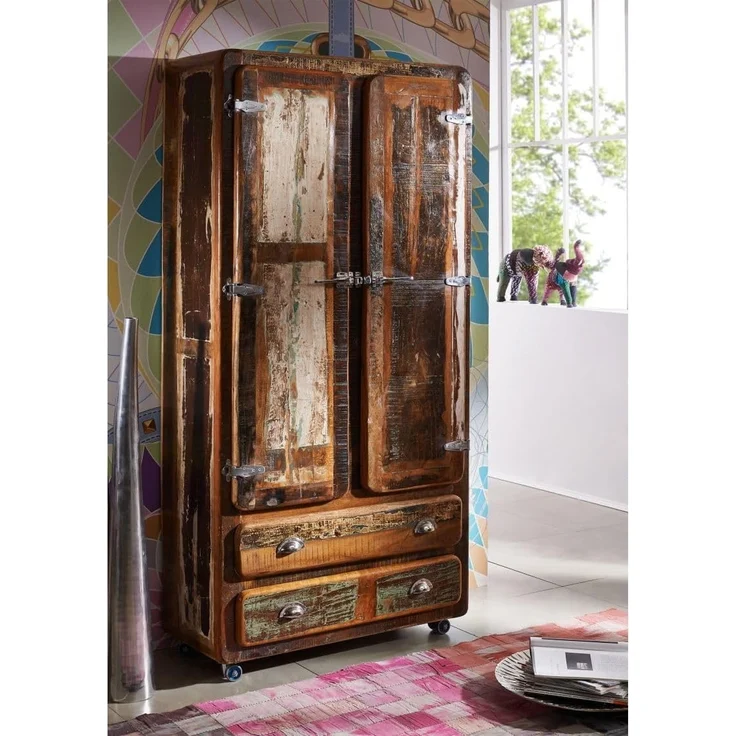 Schrank Altholz 90x38x185 mehrfarbig lackiert FREEZY #39 – Bild 7
