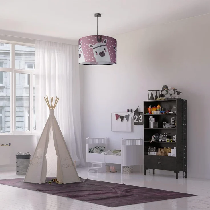 Paco Home Pendelleuchte Ela 214, ohne Leuchtmittel, Kinderlampe Deckenlampe LED Kinderzimmer Lampe Lama-Motiv, E27 – Bild 2