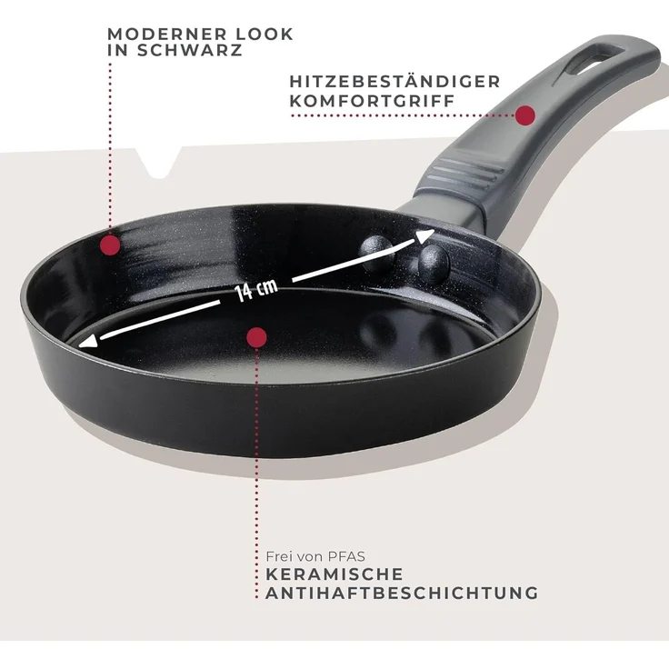 FACKELMANN Bratpfanne Pfanne 14cm Statement – Keramik-Antihaft, Aluminium, Induktion – Bild 2