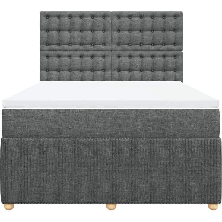 vidaXL Boxspringbett mit Matratze Dunkelgrau 140x200 cm Stoff 3294394 – Bild 6