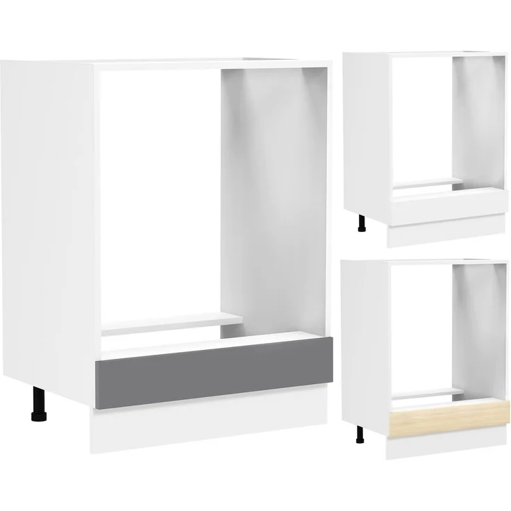 VCM Küchenmöbel Herdumbauschrank & Ofenschrank Fasola 919316 Weiß / Honig-Eiche H. 82 x B. 60 x T. 46 cm – Bild 5