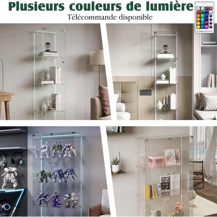 Glasvitrine Standvitrine mit LED 4 Etagen Holz – Bild 8