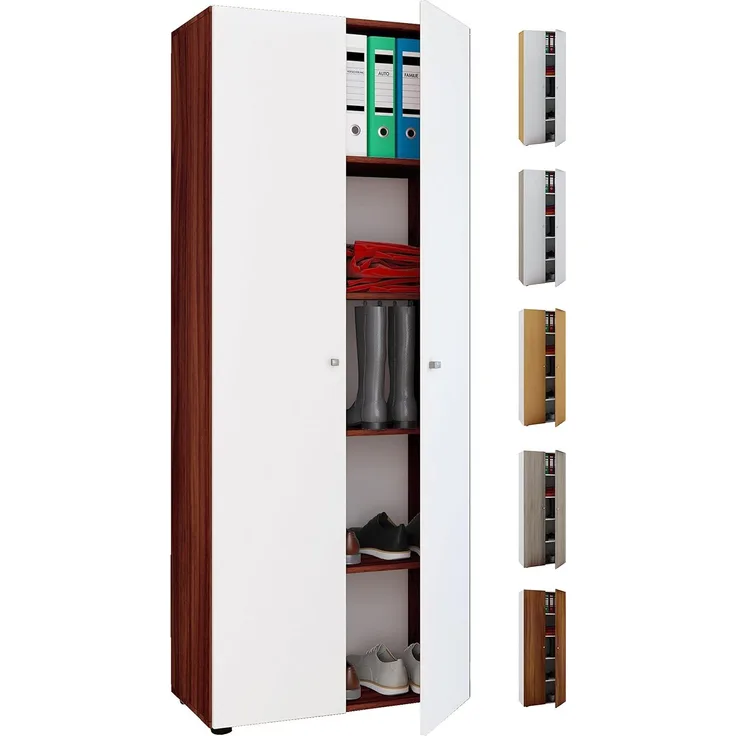 VCM Büroschrank Vandol 912183 Sonoma-Eiche / Weiß B. 70 x H. 178 x T. 40 cm