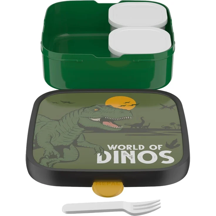 Mepal 'Campus' Brotdose Groß inklusive 2 auslaufsicheren Bento Fächern & Gabel, Kunststoff Dino, 1250 ml – Bild 2