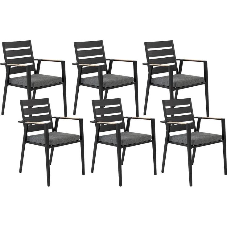 Set mit 6 Stühlen und Sitzkissen TAVIANO Metall Schwarz