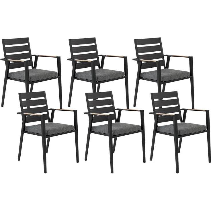 Set mit 6 Stühlen und Sitzkissen TAVIANO Metall Schwarz – Bild 1