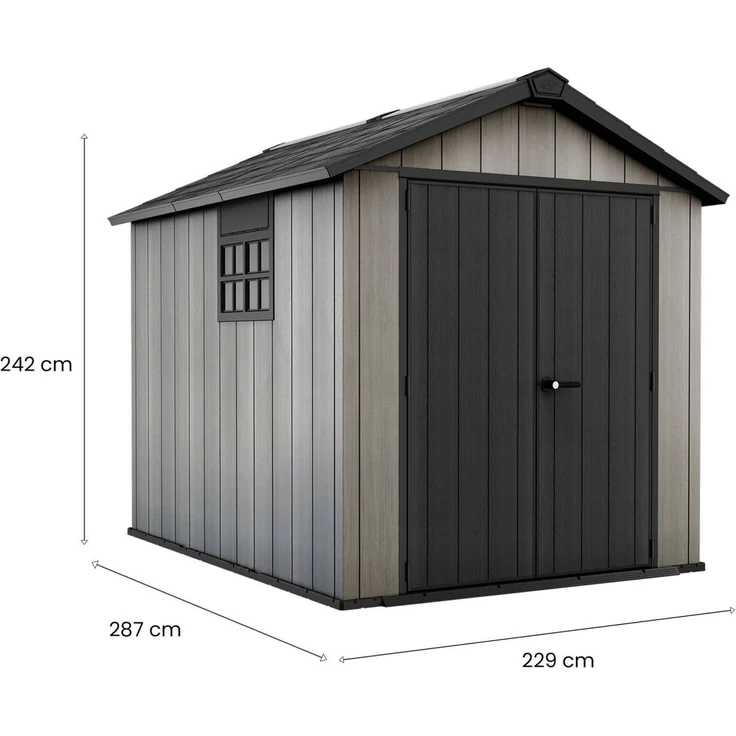 Dmora Gartenhaus Dartmouth, Gartenhütte, Gartenhaus, Werkzeugschuppen, 229x287 h242 cm, Grau – Bild 3
