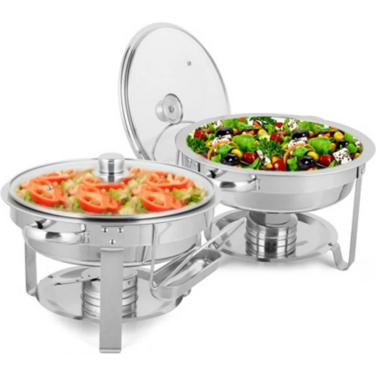 LALAHO Stövchen 2pcs Edelstahl Buffet Herd, 5 Liter Hotel Erwärmung Herd, Wärmespeichereinheit aus Edelstahl