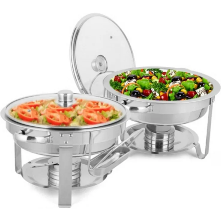 LALAHO Stövchen 2pcs Edelstahl Buffet Herd, 5 Liter Hotel Erwärmung Herd, Wärmespeichereinheit aus Edelstahl