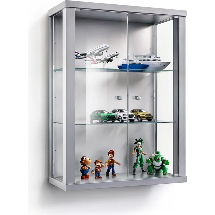 K-Möbel Hängevitrine C1012 (Glasvitrine (80x60x25 cm) mit 2 Glastüren) Glasvitrine hängend – Bild 1