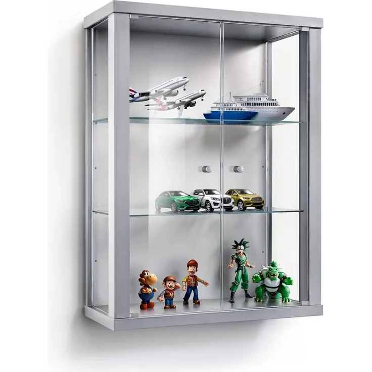 K-Möbel Hängevitrine C1012 (Glasvitrine (80x60x25 cm) mit 2 Glastüren) Glasvitrine hängend