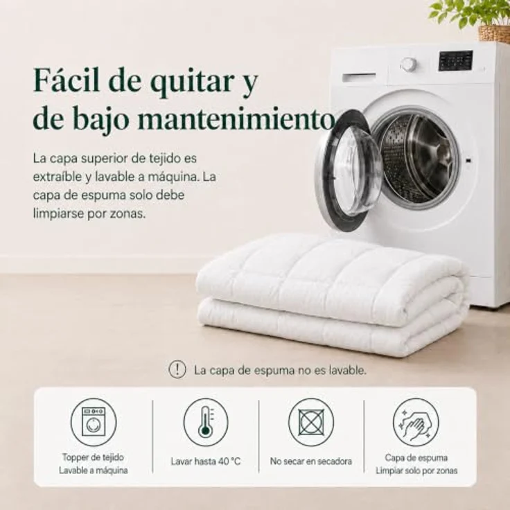 Zinus Mattress Topper, Polyester, Weiß, 190 x 135 cm | Zweilagig, weich, gepolstert und atmungsaktiv mit 4 elastischen Bändern – Bild 10