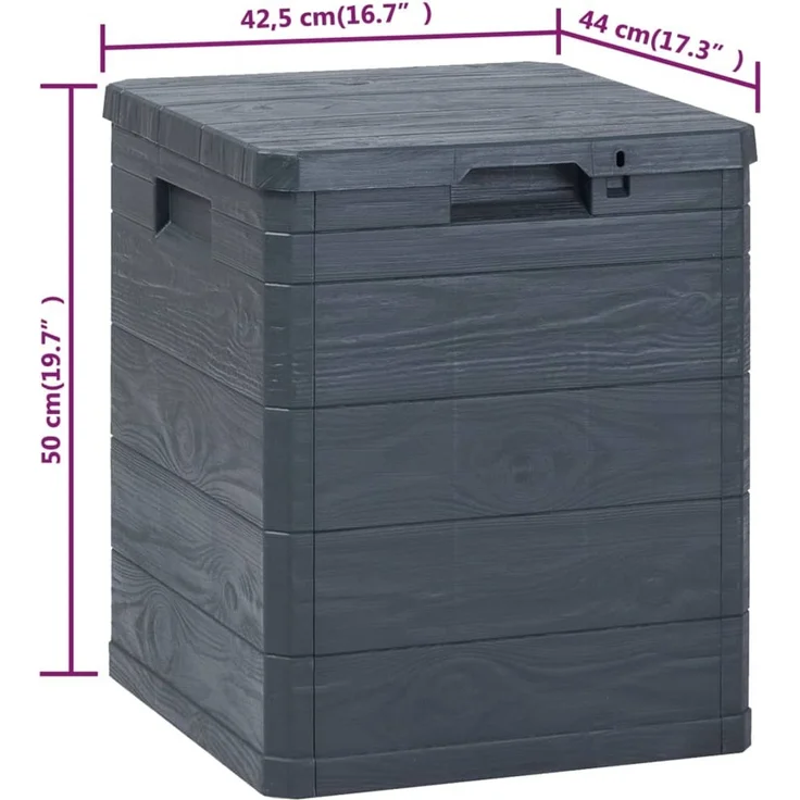 vidaXL Garten-Aufbewahrungsbox 90 L Anthrazit 45684 – Bild 9