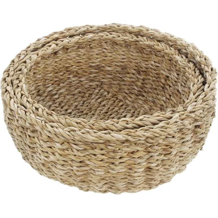 Schale Seegras rund 2er Set Deko Aufbewahrung Obstschale Tisch Korb Ø 25 cm – Bild 4