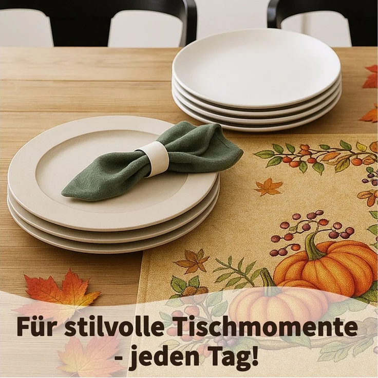 matches21 HOME & HOBBY Tischdecke Tischdecke Herbst 85x85 cm mit bunter natürlicher Blätter-Bordüre (1-tlg), Tischdeko für Küche & Tisch – Bild 4