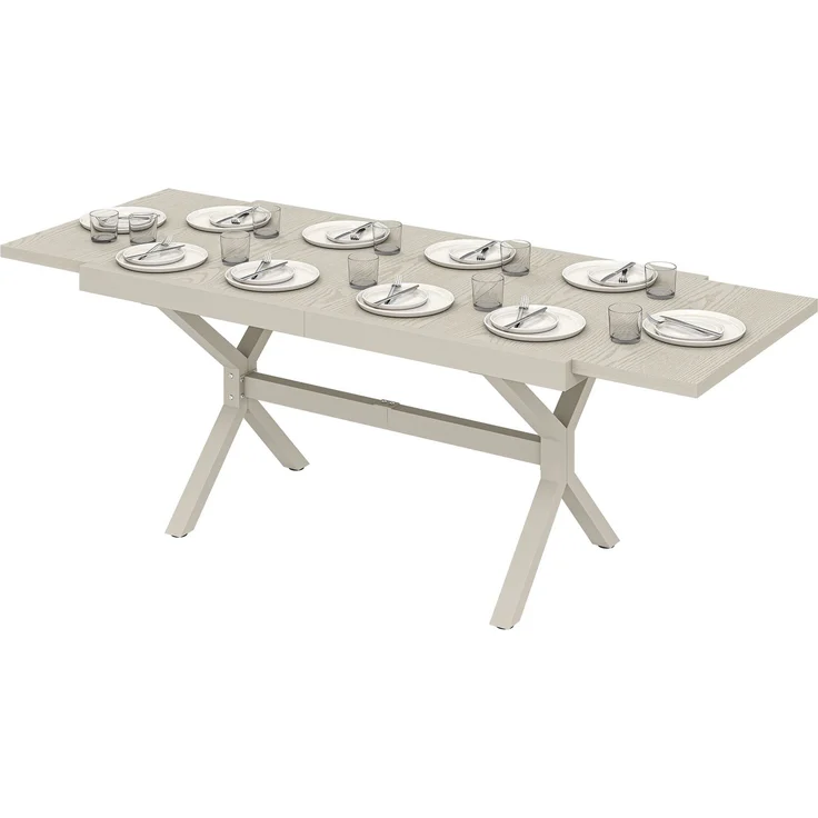 Ausziehbarer Gartentisch für 8–10 Personen, aus Aluminium und Stahl, 154/214 × 85 × 73 cm, grau – Bild 2