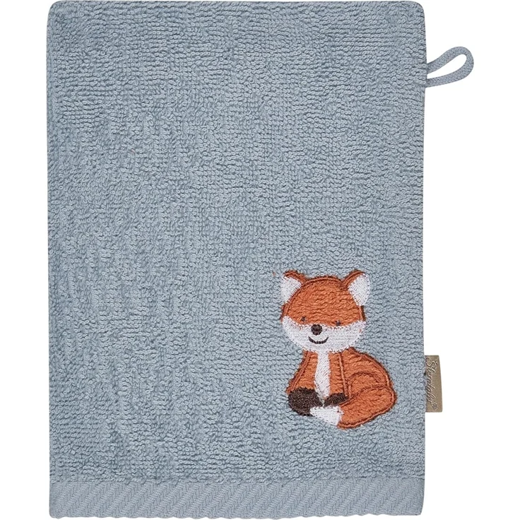 Sterntaler Waschlappen 2er Pack Fuchs Filou – Baby Waschlappen aus saugfähiger Baumwolle, weich & hautfreundlich – Kinder Waschlappen mit schönen Webkanten und süßer Stickerei, graublau – Bild 2