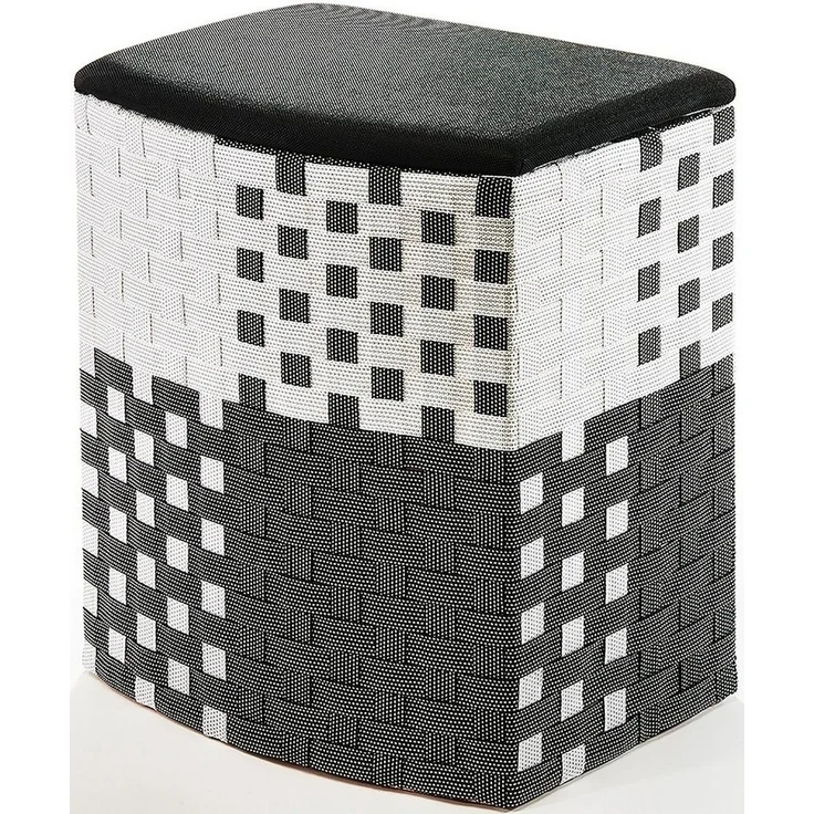 Kobolo Wäschekorb Wäschebehälter - Nylon - schwarz-weiß - 44x32x52cm (mit Deckel) – Bild 5