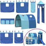 vidaXL Vorhänge für Hochbett mit Tunnel und Turm Blau 835920