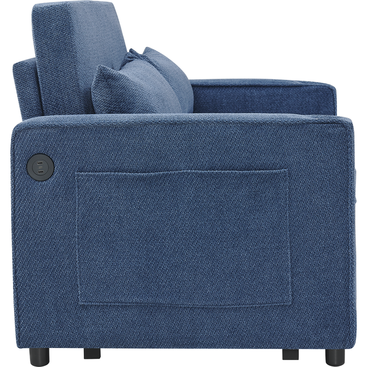 ZUBALIYA Sofa mit USB - Anschluss, für Wohnzimmer und Apartments, mit stabilem Untergestell, für den täglichen Gebrauch, Blau – Bild 14