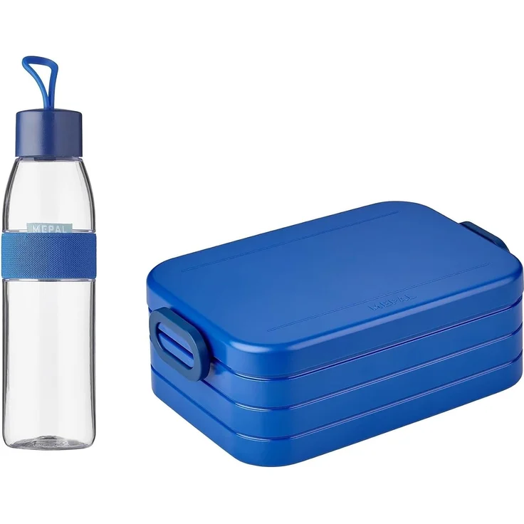 Mepal  Take a Break midi + Trinkflasche Ellipse 500 ml  Vivid Blue  Lunchbox mit Trennwand  ideal für Mealprep-kohlensäuregeeignet auslaufsicher  bruchfestes Material, Promotion-Set – Bild 1