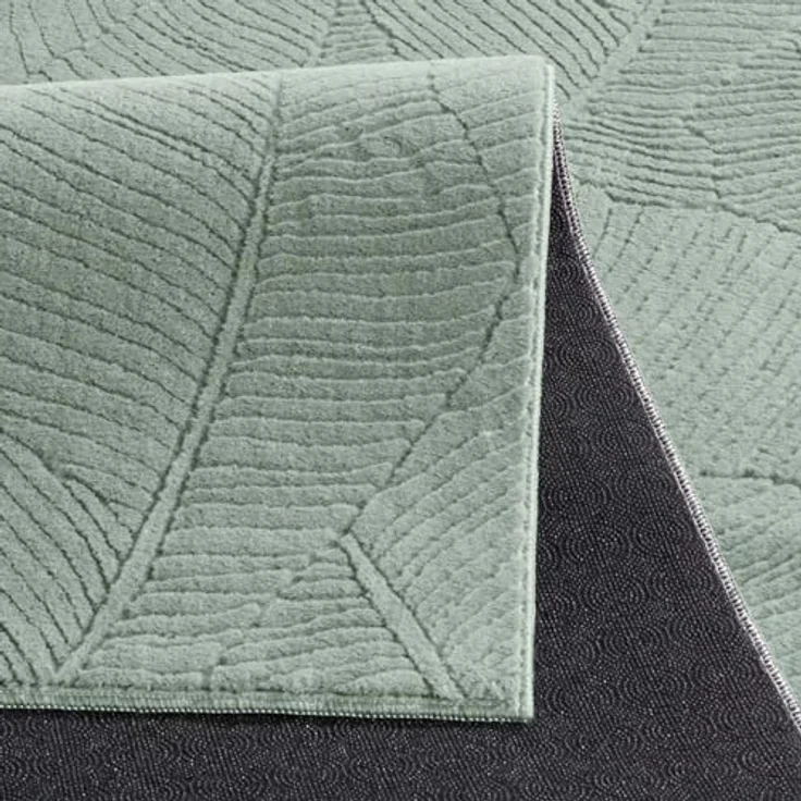 Taracarpet Badematte Homestyle, rutschfest und waschbar, 120 cm rund, grün mit Blättern, sehr weich, Öko Tex zertifiziert – Bild 4