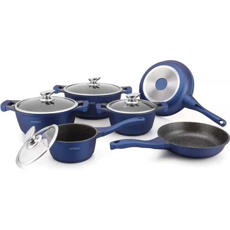 Kochtopf Kasserolle Bratpfannen Set 10-tlg Royalty Line RL-BS1010M Blau