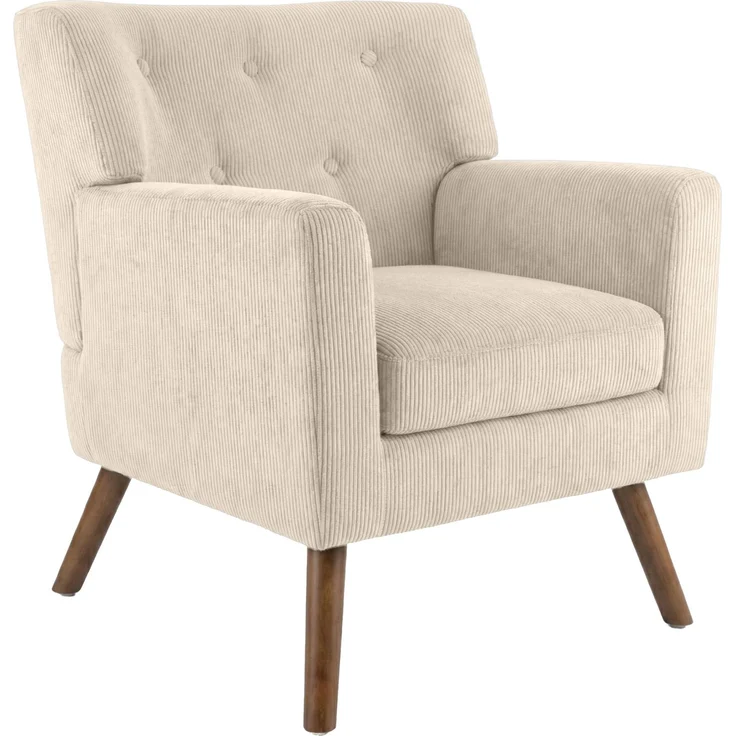 CLP Sessel Kioni mit Cordbezug und Gestell aus Kautschukholz bis 150 kg belastbar,creme – Bild 1