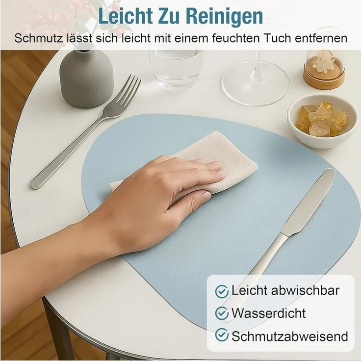 Youyijia Platzset 6er Set Tischset aus Leder-Imitat, Starke rutschfeste – Bild 3
