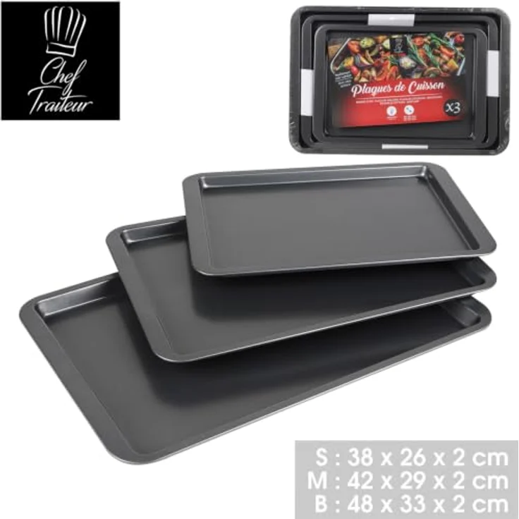 Chef Traiteur 3er-Set: Backblech flache Backbleche Backofenblech 27737 – Bild 2
