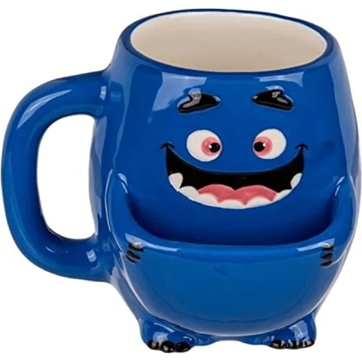 Out of the Blue Tasse Blaues Monster Kaffeebecher mit Keksfach