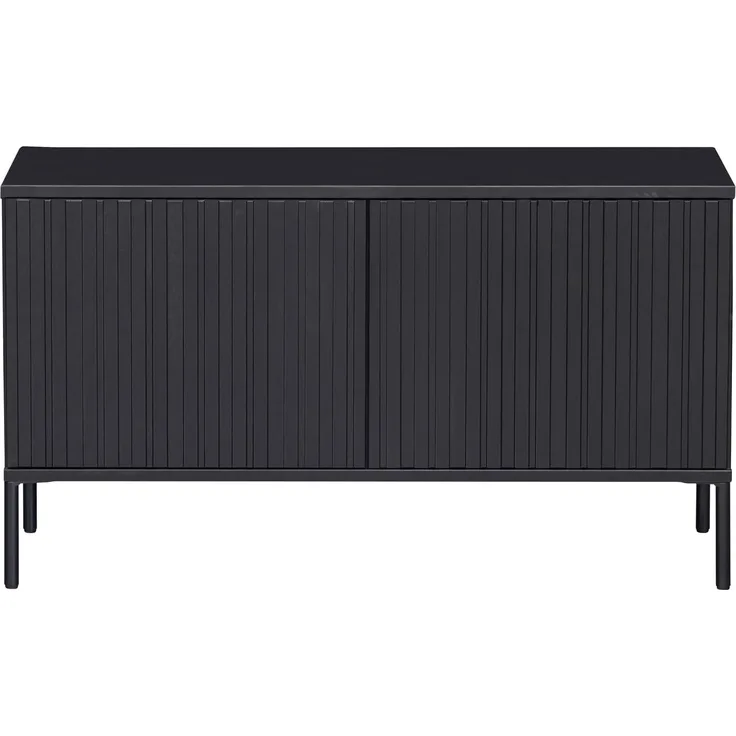 TV Board Gravure aus Kiefernholz 100 cm, Schwarz