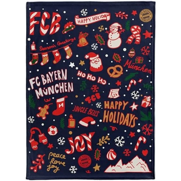 Wohndecke FC Bayern München I Kuscheldecke I Sofadecke Winter 150x200 cm I Navy, FC Bayern München – Bild 2